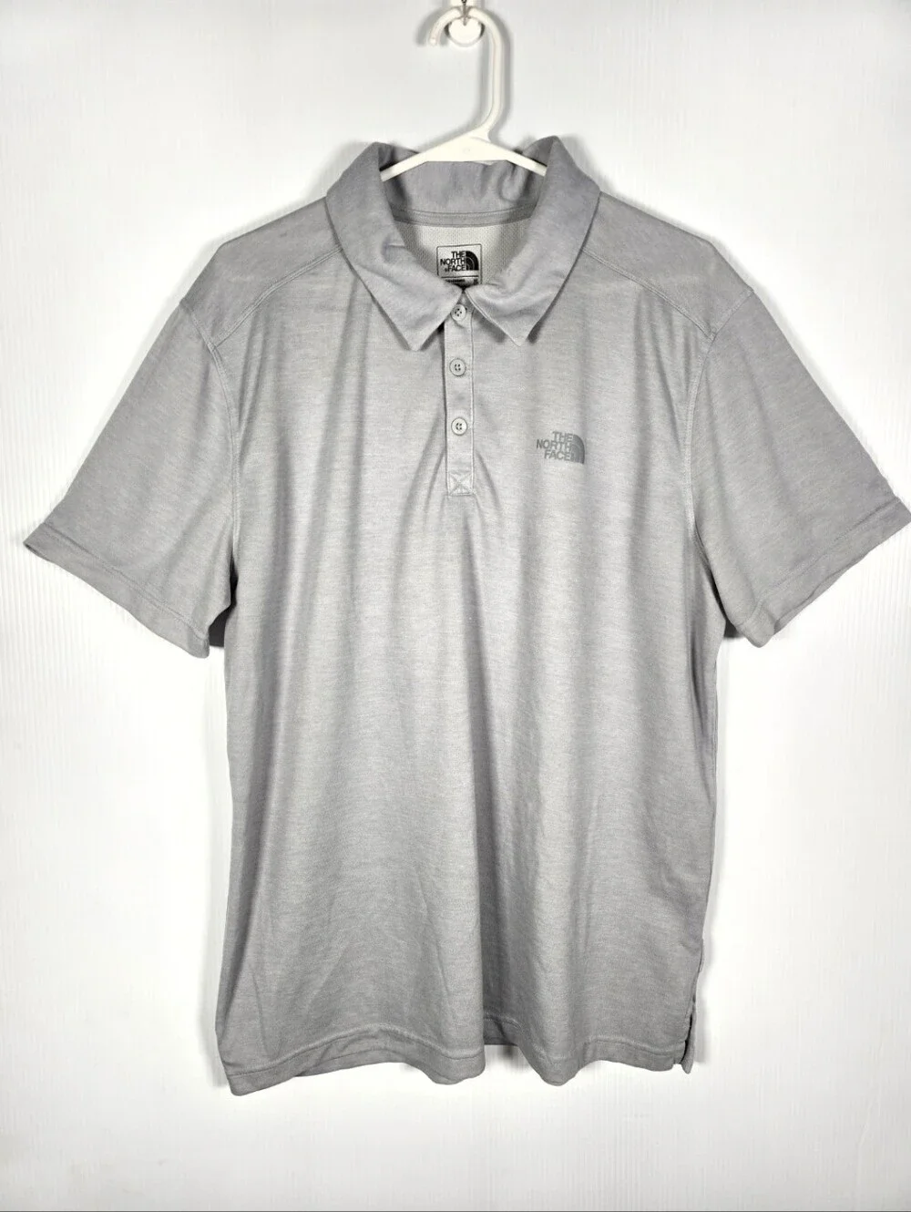 The North Face Men's Heather Gray Short Sleeve Polo With Logo Flash Dry Size XL